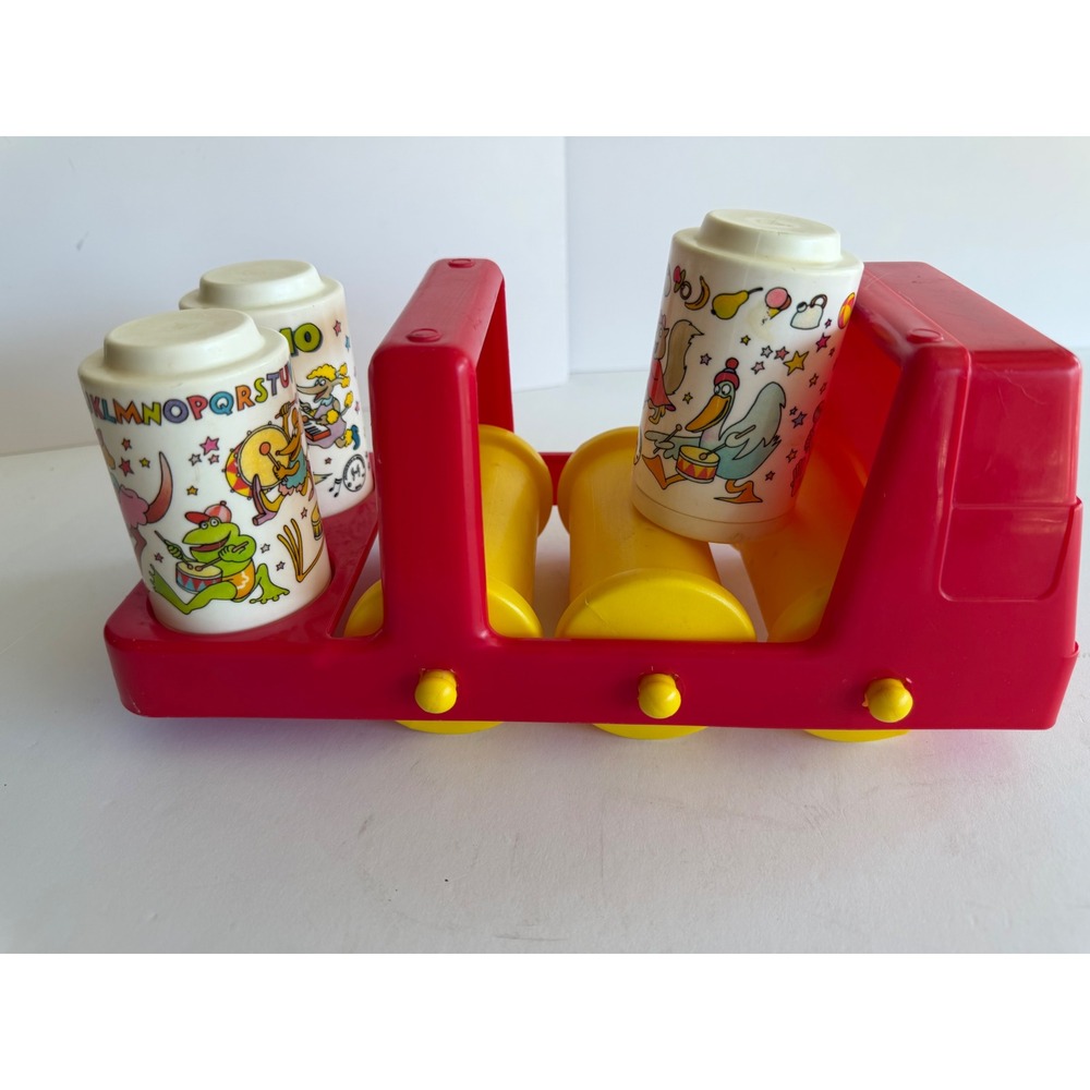 Vintage Johnson & Johnson Child‎ Development Red Toy Truck with 3 Canisters 1981